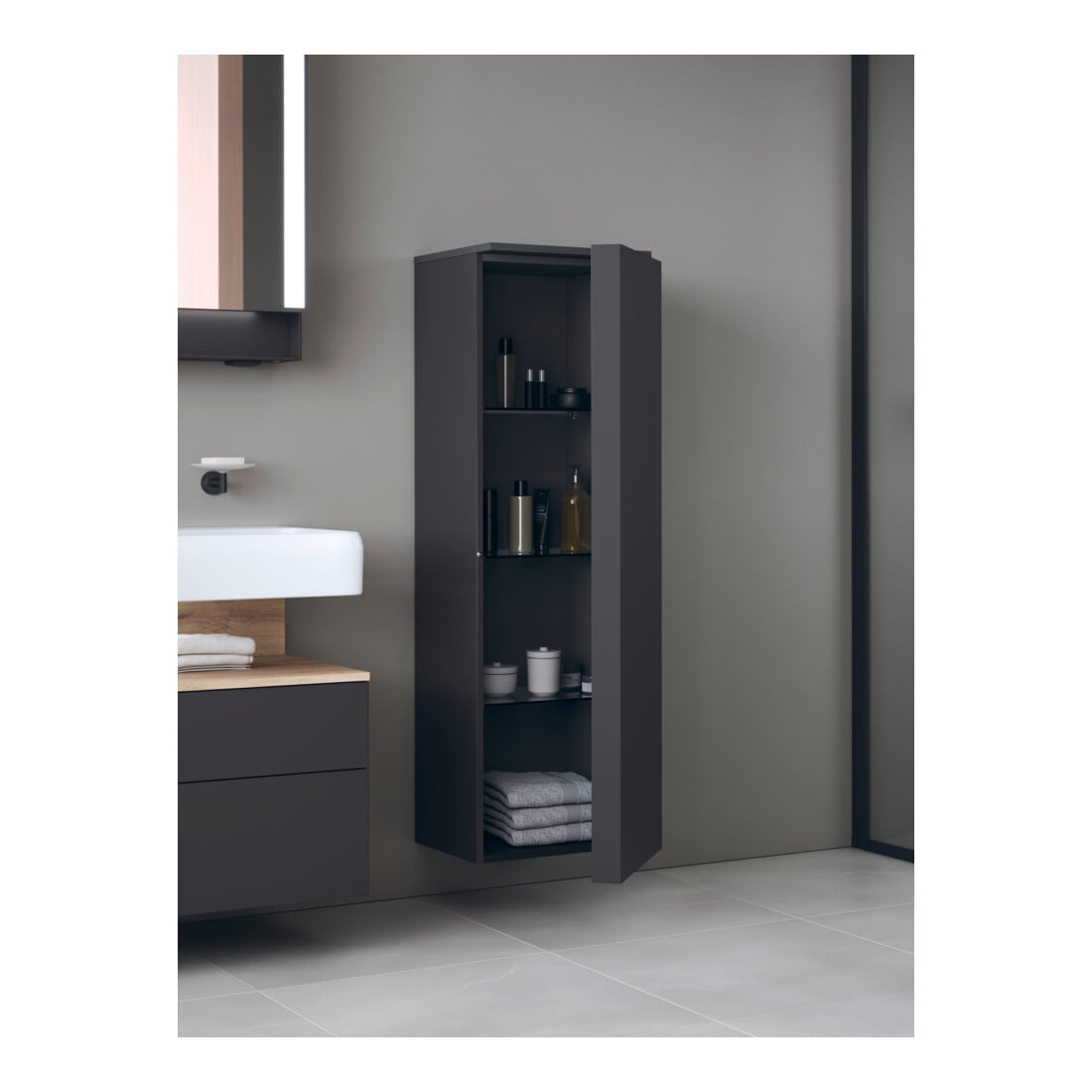 Duravit Halbhochschrank Qatego 40x36x1320cm, 1 T., Anschl li, graph ma