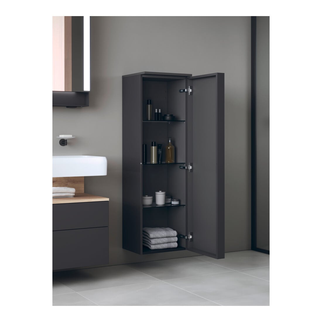 Duravit Halbhochschrank Qatego 40x36x1320cm, 1 T., Anschl li, graph ma