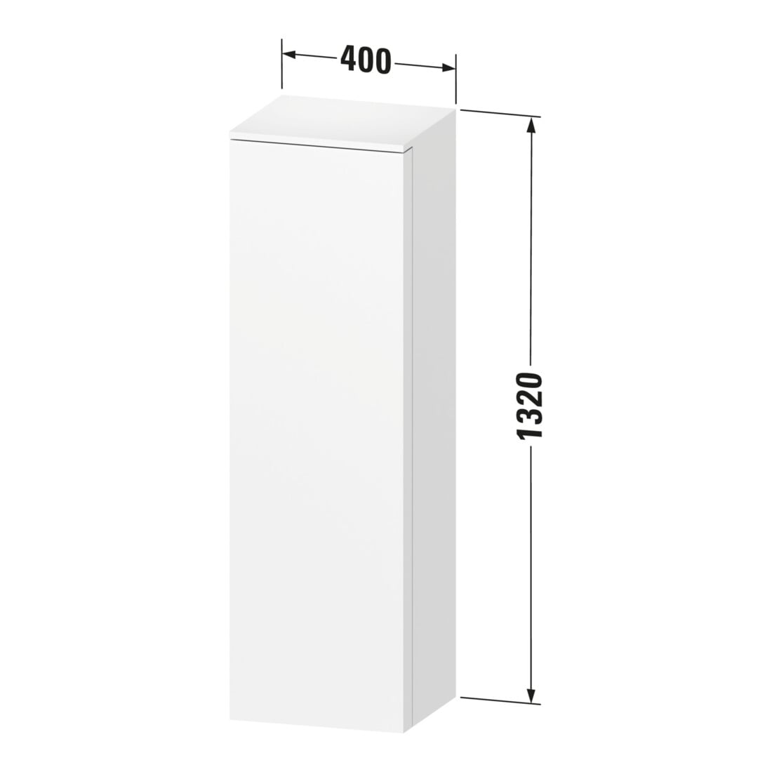 Duravit Halbhochschrank Qatego 40x36x1320cm, 1 T., Anschl li, we hgl