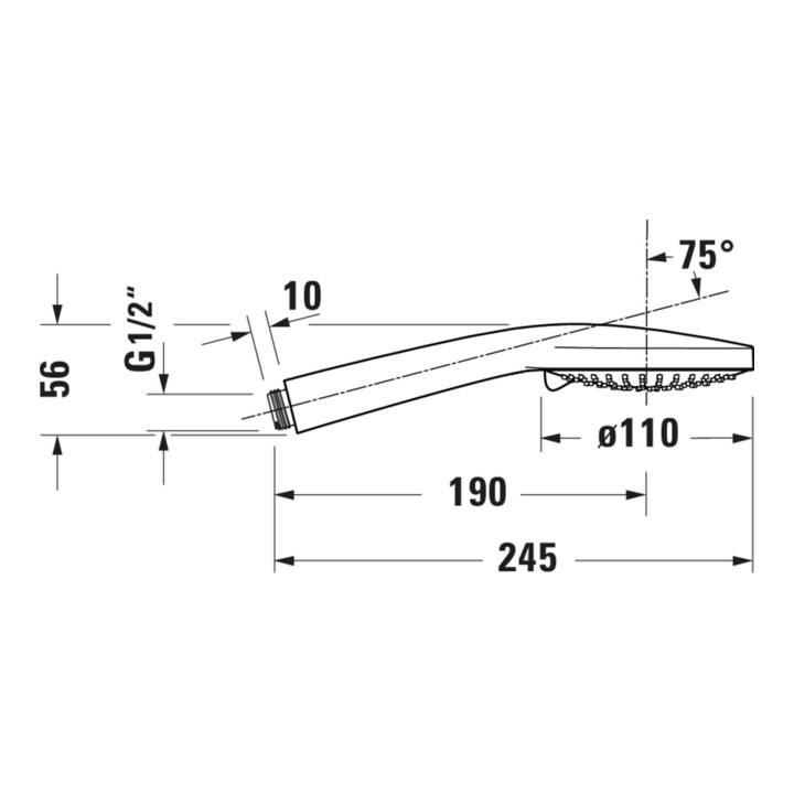 Duravit Handbrause 3jet 110 MinusFlow 245mm, A-Gew G 1/2, D 110mm, bron geb.