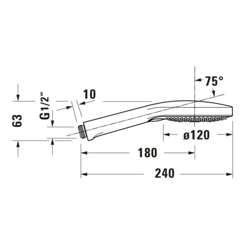 Duravit Handbrause 3jet Click 120 MinusFlow 240mm, Anschl.-G. G 1/2, bron gebürstet