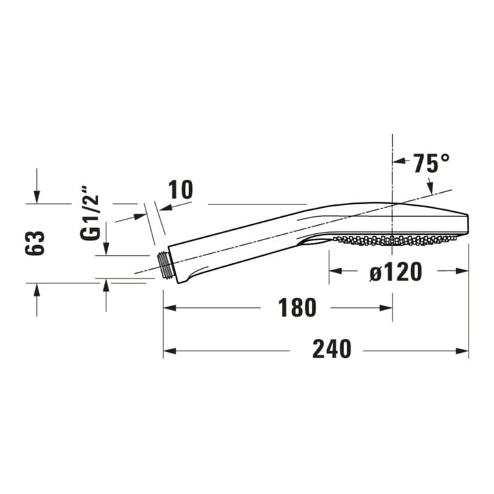 Duravit Handbrause 3jet Click 120 MinusFlow 240mm, Anschl.-G. G 1/2, ES gebürstet