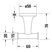 Duravit Handtuchhaken Starck T 6x7,6cm, doppelt, Edelstahl gebürstet-5