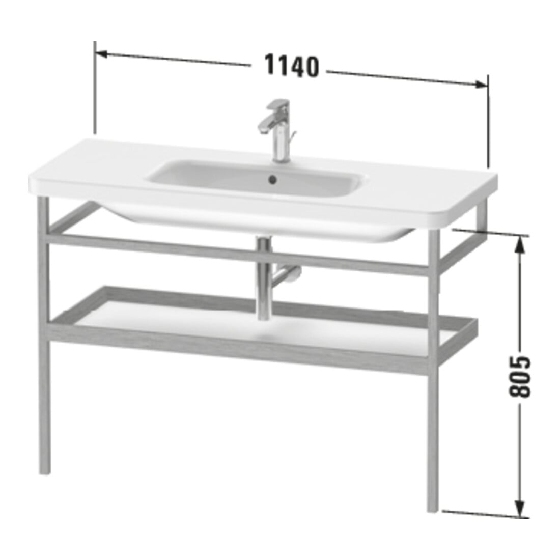Duravit Handtuchhalter DuraStyle 114x44cm, bas. m/Eich massiv, mit Ablage