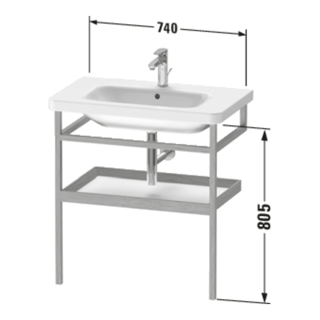 Duravit Handtuchhalter DuraStyle 74x44cm, bas. m/Eich massiv, mit Ablage