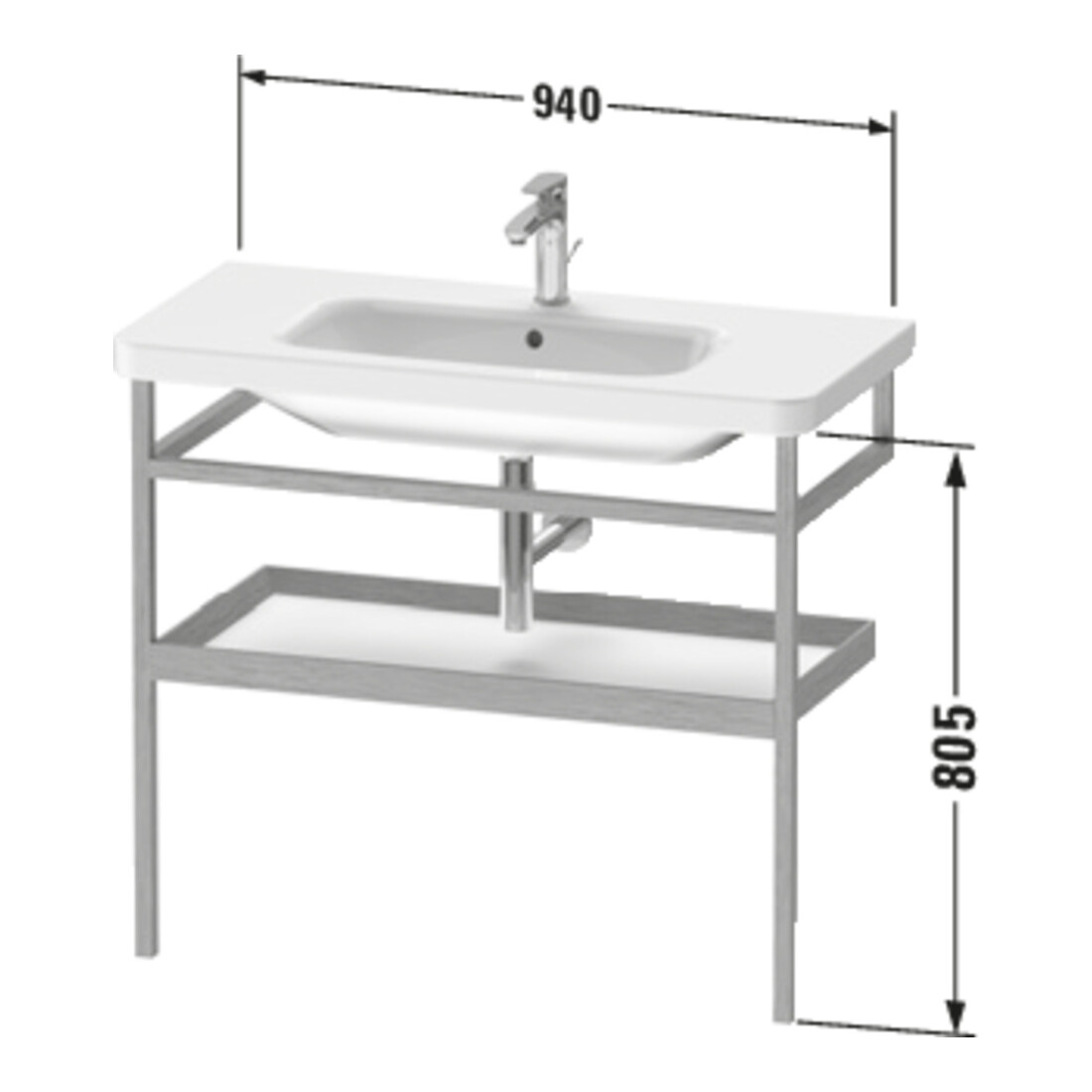 Duravit Handtuchhalter DuraStyle 94x44cm, we. hgl./Eiche mass., m Ablage
