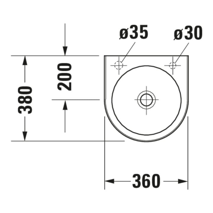 Duravit Handwaschbecken Architec 36x38cm, o ÜL, mit Hahnlochbank, weiß