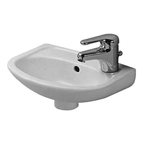 Duravit Handwaschbecken COMPACT DURAPLUS mit Überlauf, Hahnlochbank 365 x 265 mm, Hahnloch-Vorstich weiß