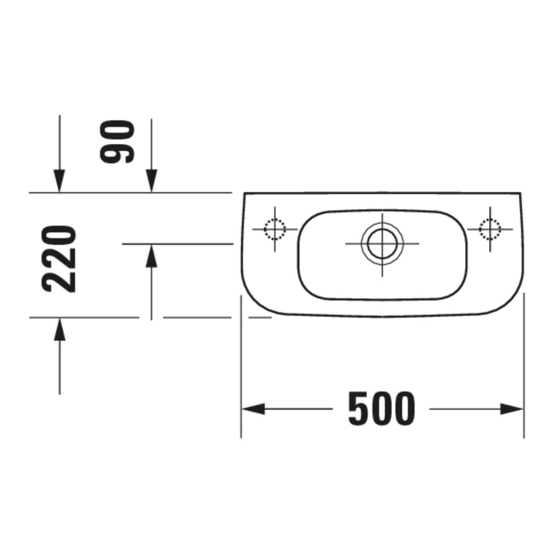 Duravit Handwaschbecken D-Code 50x22cm, m ÜL u HLB, we, Hahnloch links