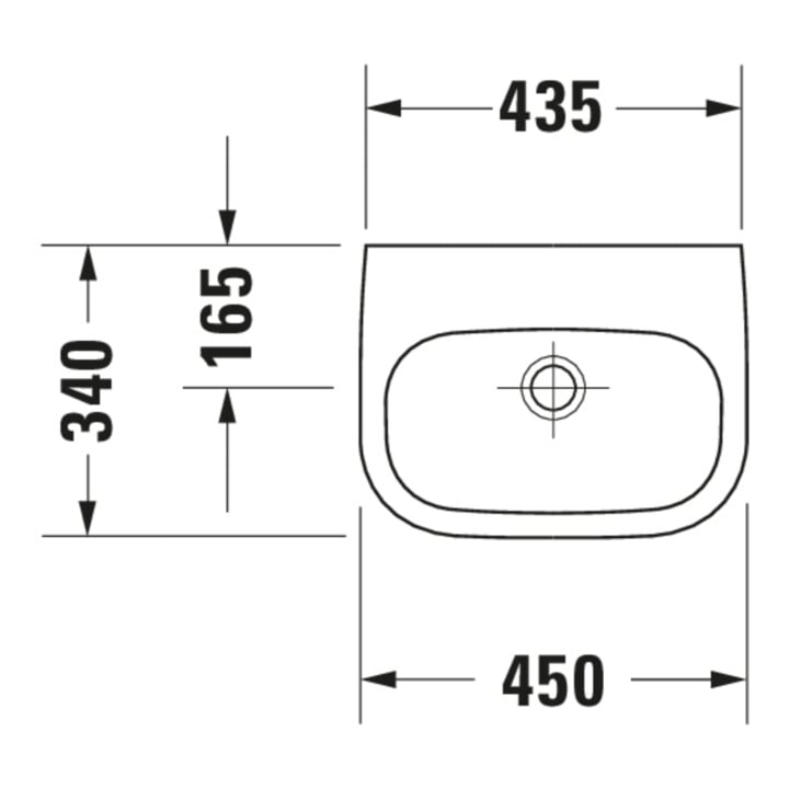 Duravit Handwaschbecken D-Code Med 45x34cm, m HL, o. ÜL, we., m Hahnl.