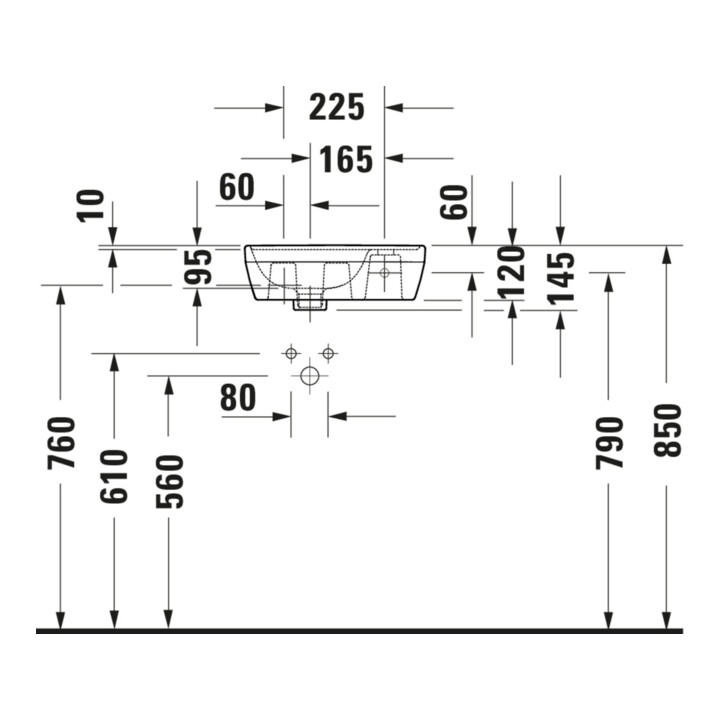 Duravit Handwaschbecken D-Neo 40x22cm, B li, o ÜL, m HLB, m HL, re, we