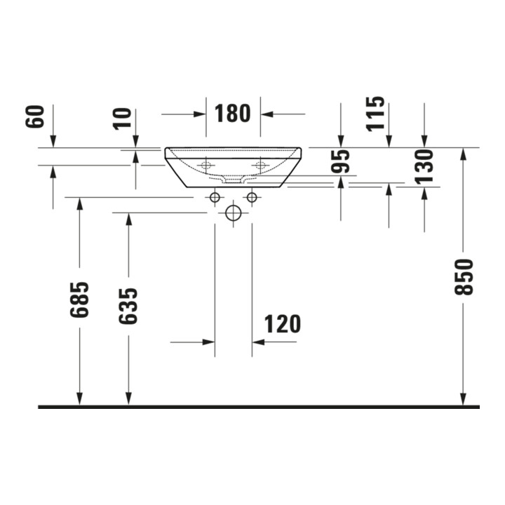 Duravit Handwaschbecken D-Neo 45x33,5cm, o. ÜL, m HLB, o. HL, weiß