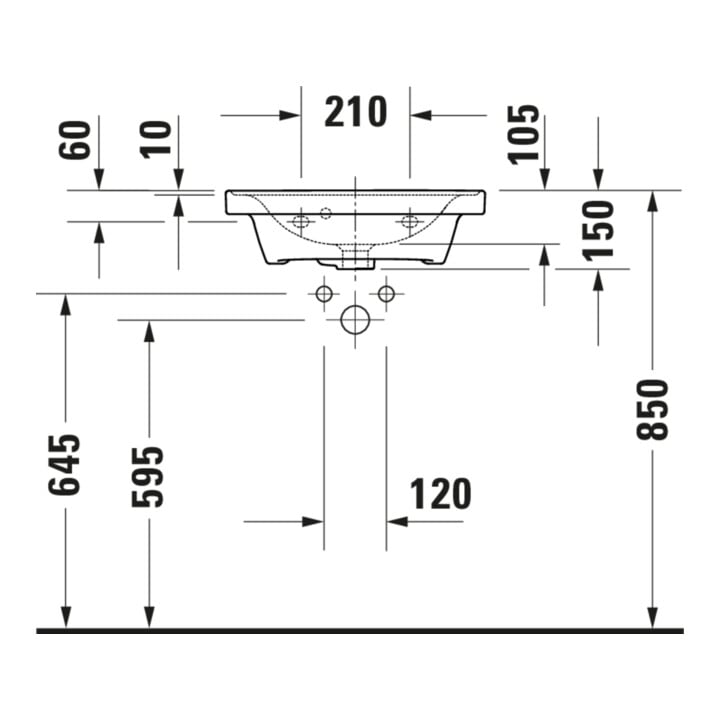 Duravit Handwaschbecken D-Neo 50x40cm, m ÜL, HLB, mit Hahnloch, weiß