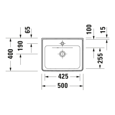 Duravit Handwaschbecken D-Neo 50x40cm, m ÜL, HLB, ohne Hahnloch, weiß