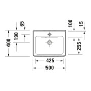 Duravit Handwaschbecken D-Neo 50x40cm, m ÜL, HLB, ohne Hahnloch, weiß-5