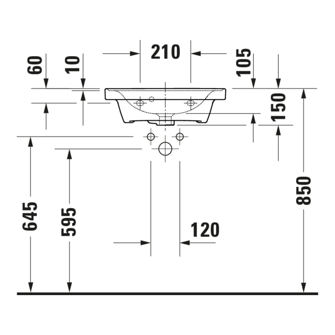 Duravit Handwaschbecken D-Neo 50x40cm, m ÜL, HLB, ohne Hahnloch, weiß