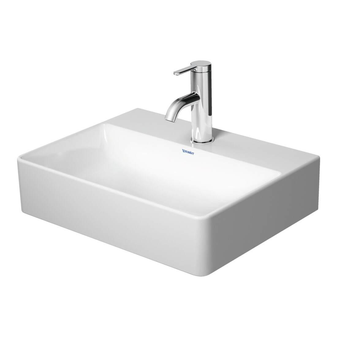 Duravit Handwaschbecken geschliffen DuraSquare 45x35cm, o. ÜL, m HLB, o. Hahnloch, weiß