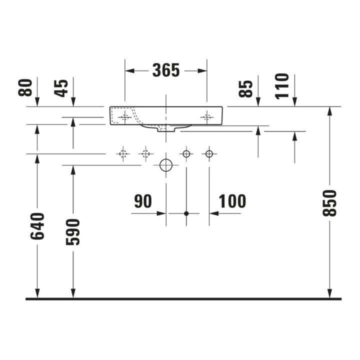 Duravit Handwaschbecken Happy D.2 50x22cm, o. ÜL, m HLB, HL links, weiß