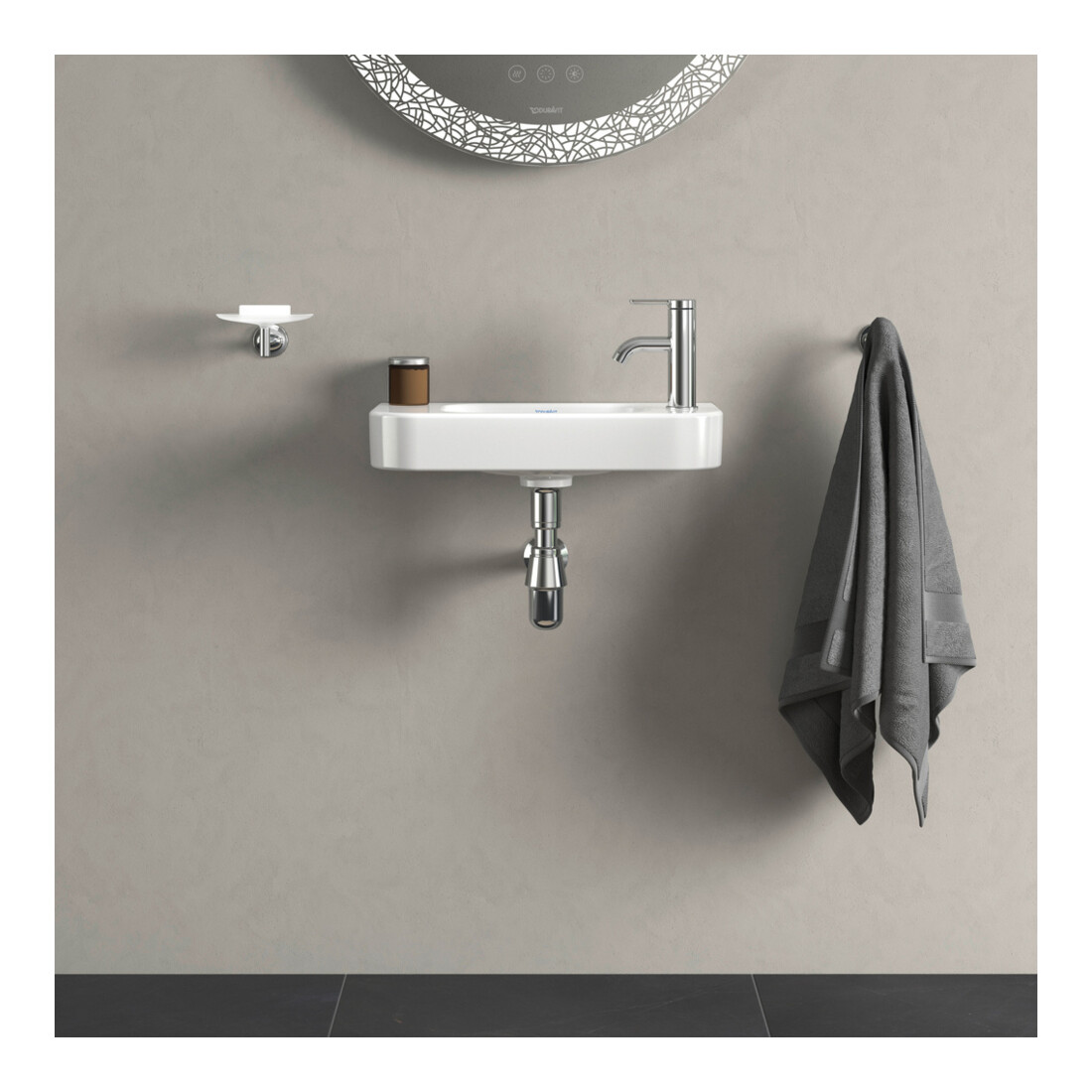 Duravit Handwaschbecken Happy D.2 50x22cm, o. ÜL, m HLB, HL rechts, weiß