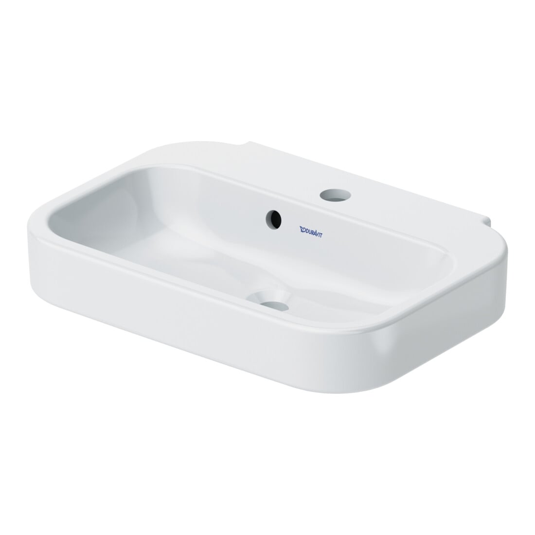 Duravit Handwaschbecken Happy D.2 50x36cm, m HL, ÜL, Hahnlochbank, weiß