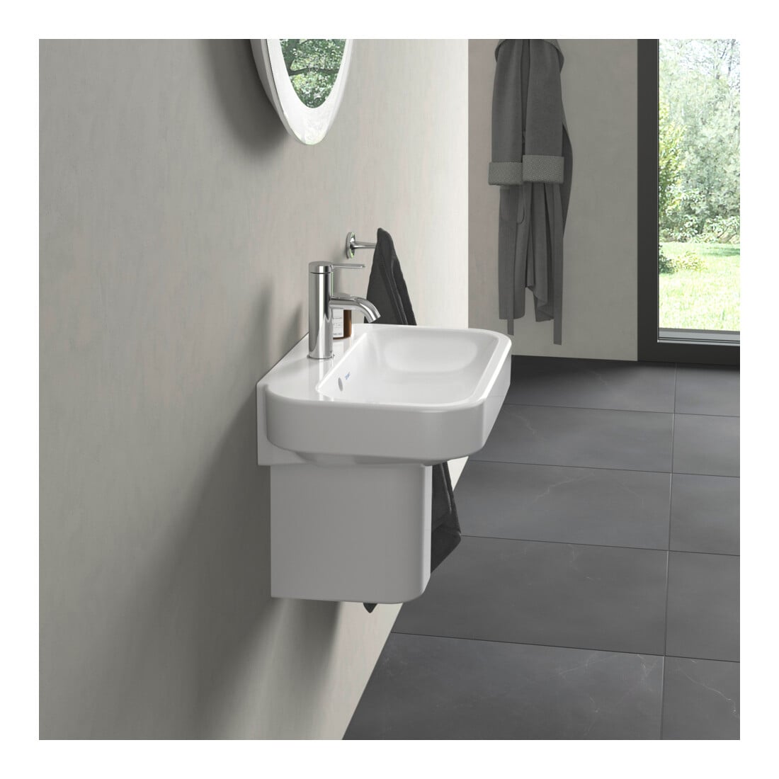 Duravit Handwaschbecken Happy D.2 50x36cm, m HL, ÜL, Hahnlochbank, weiß