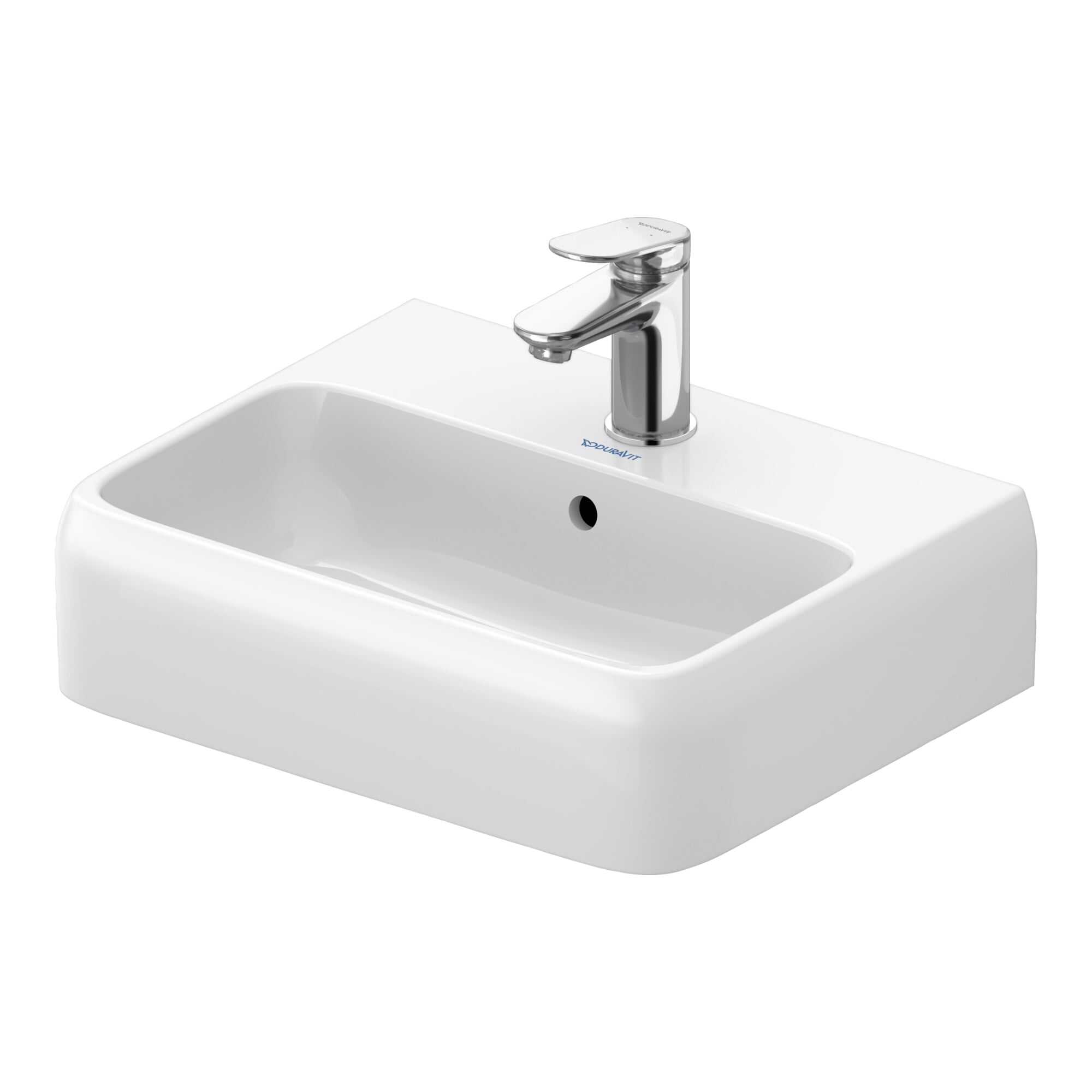 Duravit Handwaschbecken Qatego 45x35cm, m Hahnl., ÜL, Hahnloch, we hgl