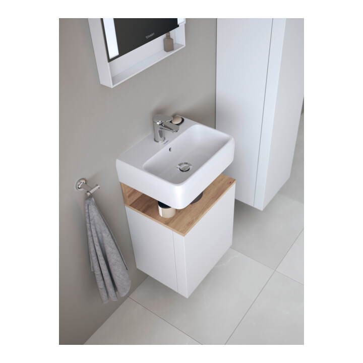 Duravit Handwaschbecken Qatego 45x35cm, m Hahnl., ÜL, Hahnloch, we hgl