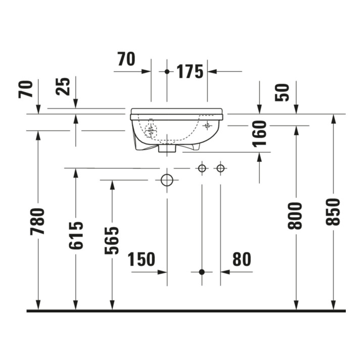 Duravit Handwaschbecken Starck 3 40x26cm, HL re, m ÜL, Hahnlochbank, weiß