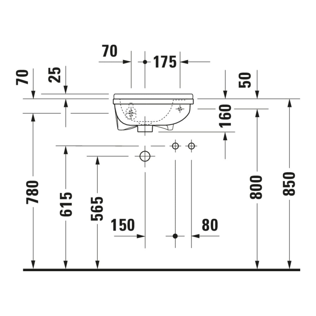 Duravit Handwaschbecken Starck 3 40x26cm, HL re, m ÜL, Hahnlochbank, weiß