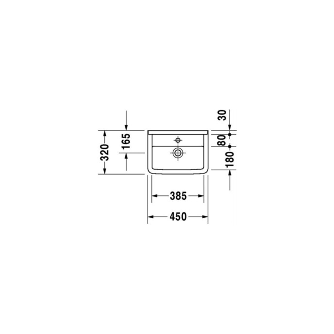 Duravit Handwaschbecken Starck 3 45x32cm, m HL, ÜL, Hahnlochbank, weiß