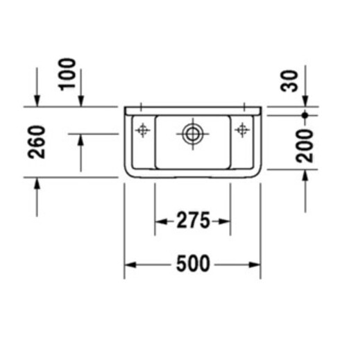 Duravit Handwaschbecken Starck 3 50x26cm, 2 HL vorgest., m ÜL, HLB, weiß