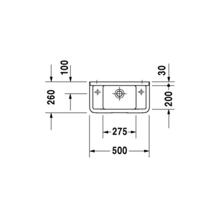 Duravit Handwaschbecken Starck 3 50x26cm, 2 HL vorgest., m ÜL, HLB, weiß