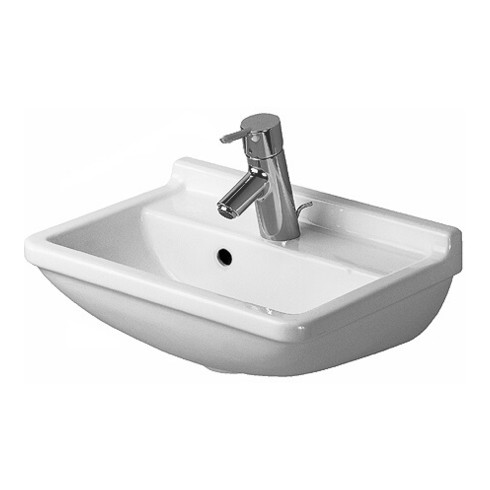 Duravit Handwaschbecken STARCK 3 mit Überlauf, Hahnlochbank, 450 x 320 mm, 1 Hahnloch weiß