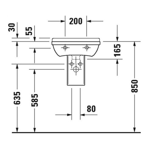 Duravit Handwaschbecken STARCK 3 mit Überlauf, Hahnlochbank, 450 x 320 mm, 1 Hahnloch weiß