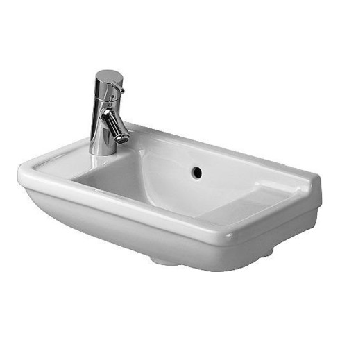 Duravit Handwaschbecken STARCK 3 mit Überlauf, Hahnlochbank, 500 x 260 mm, Hahnloch-Vorstich weiß