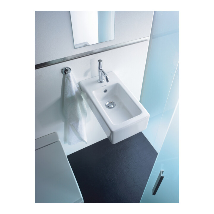 Duravit Handwaschbecken Vero 25x45cm, m HL, ÜL, Hahnlochbank, weiß