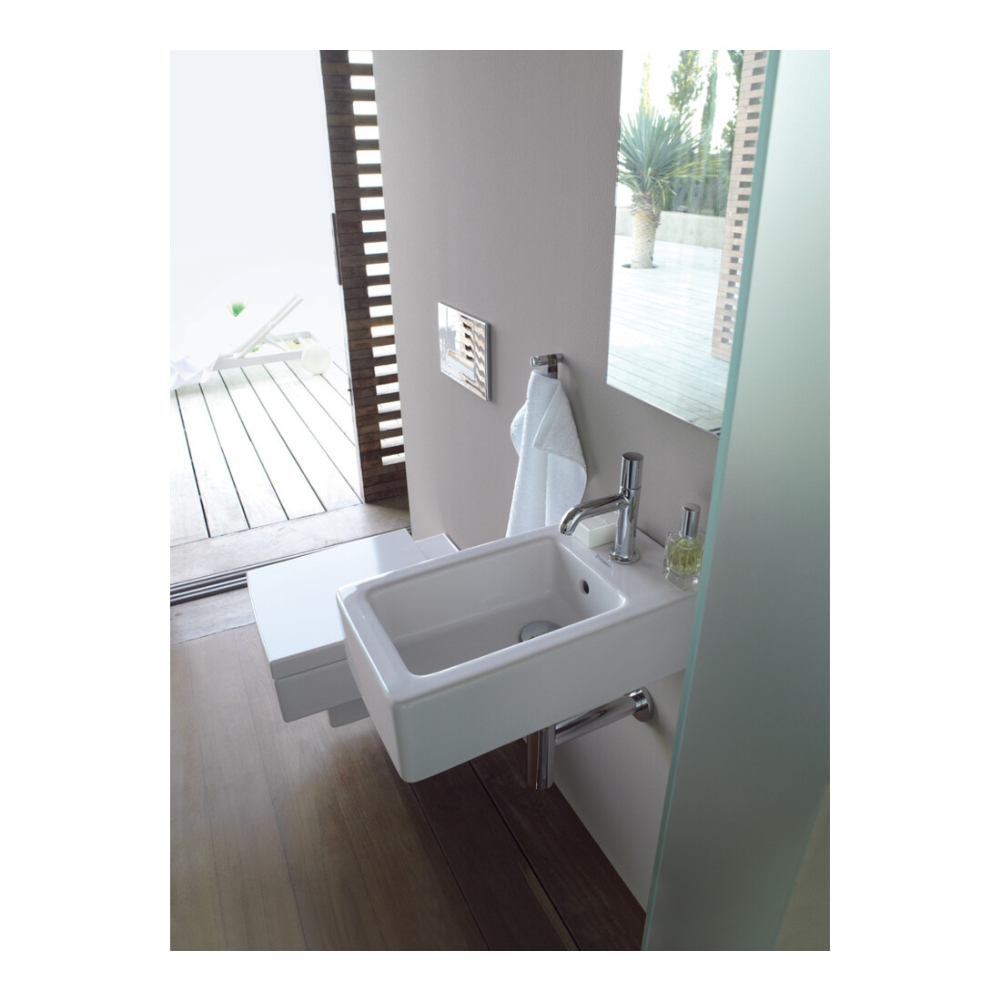 Duravit Handwaschbecken Vero 25x45cm, m HL, ÜL, Hahnlochbank, weiß
