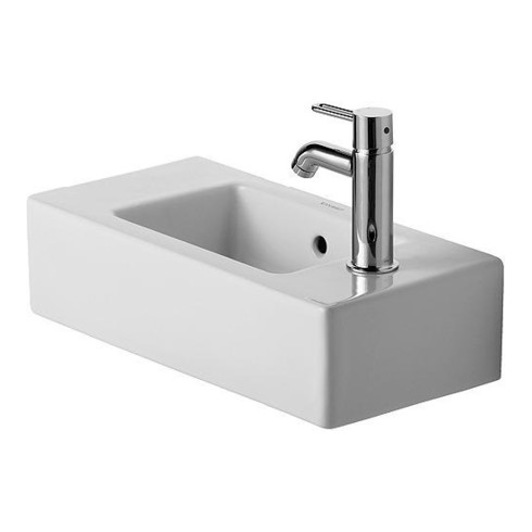 Duravit Handwaschbecken VERO mit Überlauf, Hahnlochbank, 500 x 250 mm 1 Hahnloch rechts weiß