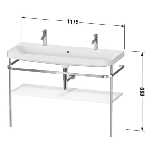 Duravit Happy D.2 Plus meuble-lavabo 117,5x49 cm, 1 robinetterie, avec console, noir mat