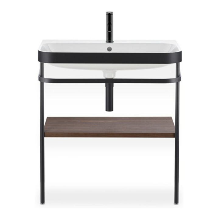 Duravit Happy D.2 Plus Meuble lavabo 77,5x49 cm, 2 trous, noyer, avec console