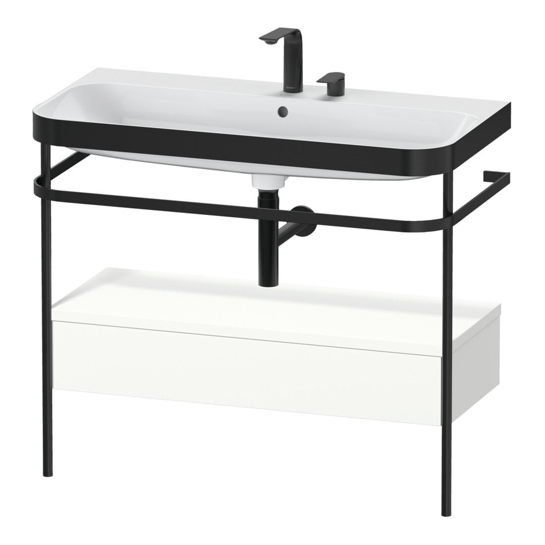 Duravit Happy D.2 Plus Meuble lavabo 97,5x49 cm, 2 trous, blanc mat, avec console, 1 tiroir