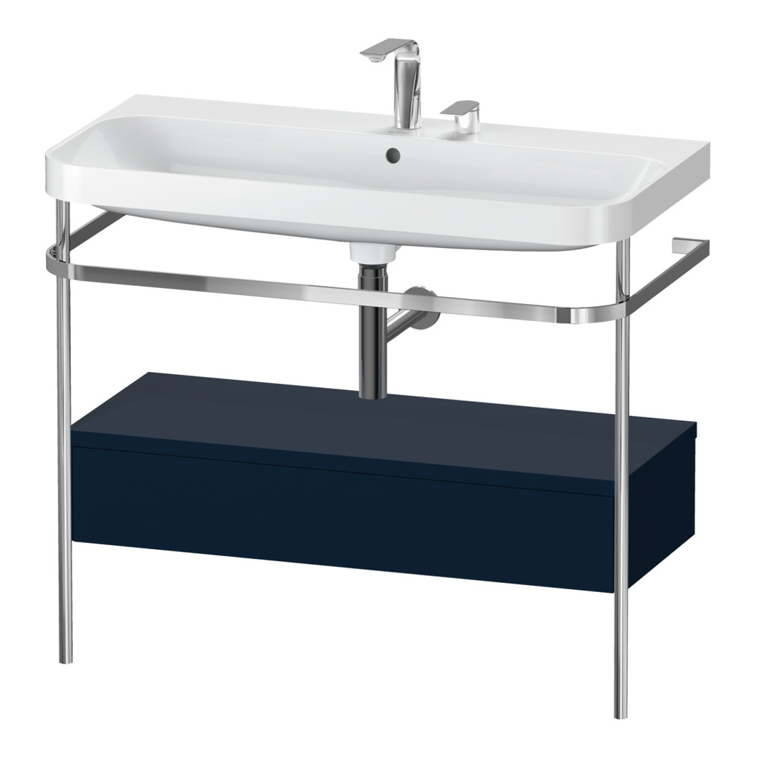 Duravit Happy D.2 Plus Meuble lavabo 97,5x49 cm, 2 trous, bleu mat, avec console, 1 tiroir
