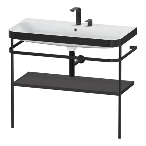 Duravit Happy D.2 Plus Meuble lavabo 97,5x49 cm, 2 trous, graphite mat, avec console