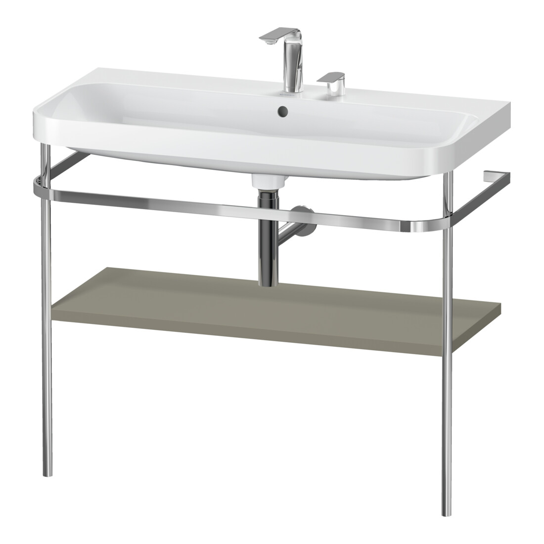 Duravit Happy D.2 Plus Meuble lavabo 97,5x49 cm, 2 trous, st-g satiné, avec console