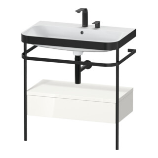 Duravit Happy D.2 Plus Meuble vasque 77,5x49 cm, 2 robinets, blanc, avec console, 1 tiroir