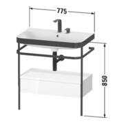Duravit Happy D.2 Plus Meuble vasque 77,5x49 cm, 2 robinets, blanc, avec console, 1 tiroir-3