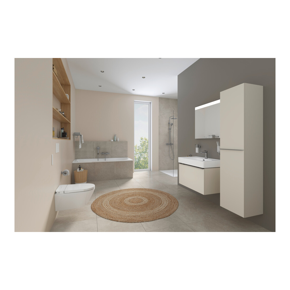 Duravit Hochschrank D-Neo 40x36cm, 1 Tür, 5 Bö, An li, chr/Taup ma