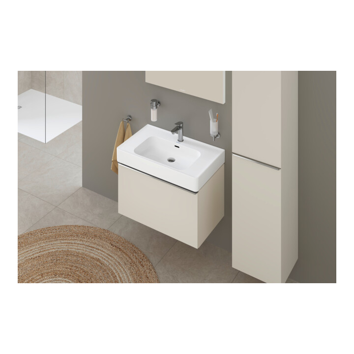 Duravit Hochschrank D-Neo 40x36cm, 1 Tür, 5 Bö, An re, chr/Taup ma