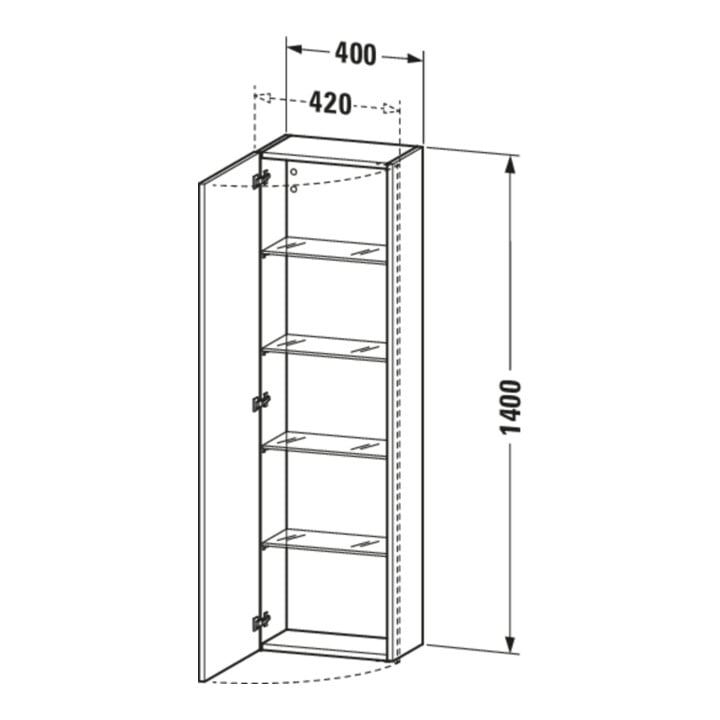 Duravit Hochschrank DuraStyle 40x24x140cm, Tür re, leinen/basalt matt