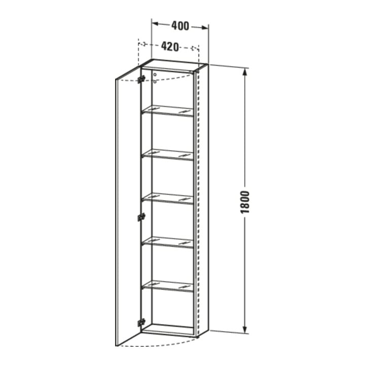 Duravit Hochschrank DuraStyle 40x24x180cm, Tür links, nussbaum natur